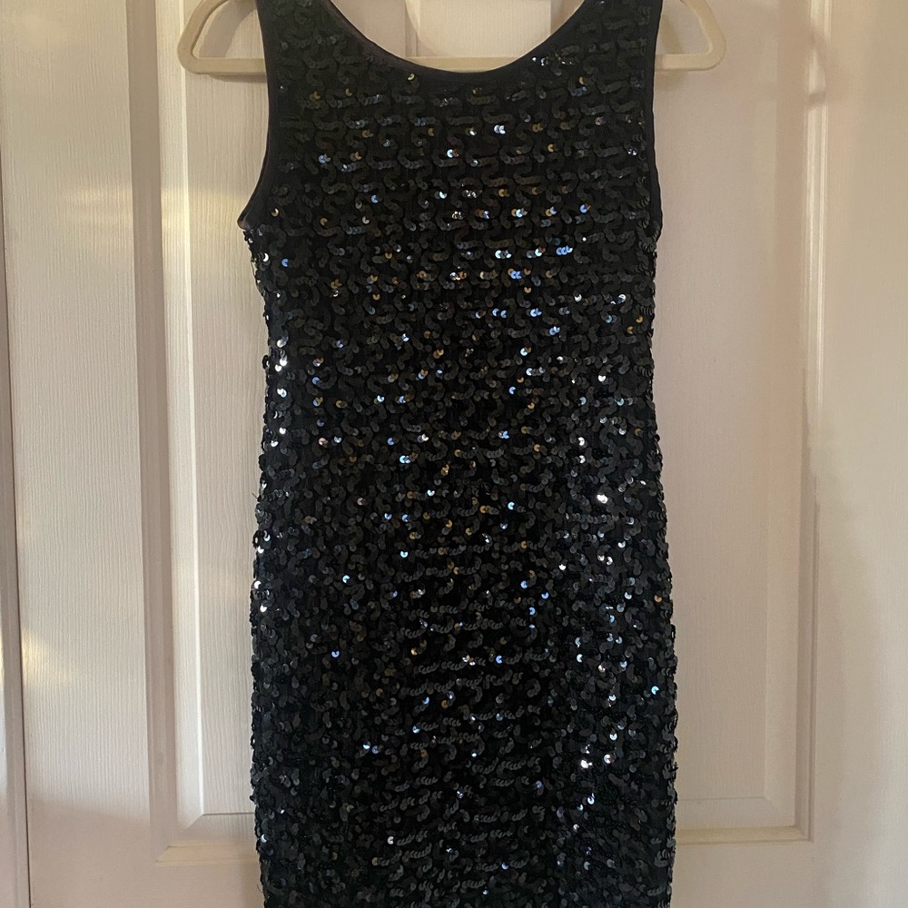 Vintage Black Sequin Sleeveless Mini Dress - Picture 3 of 8